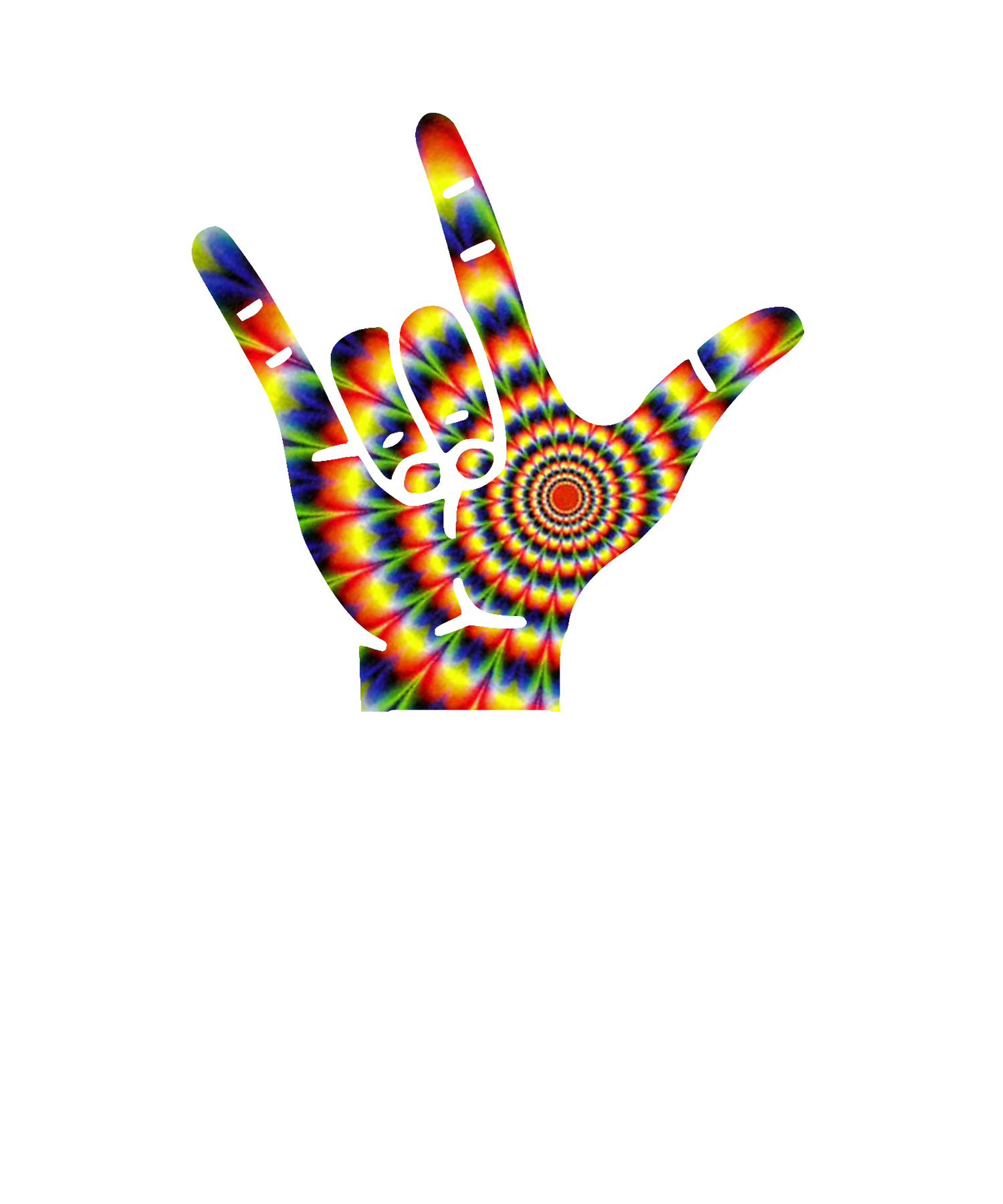 Tie dye hand sign language I Love You