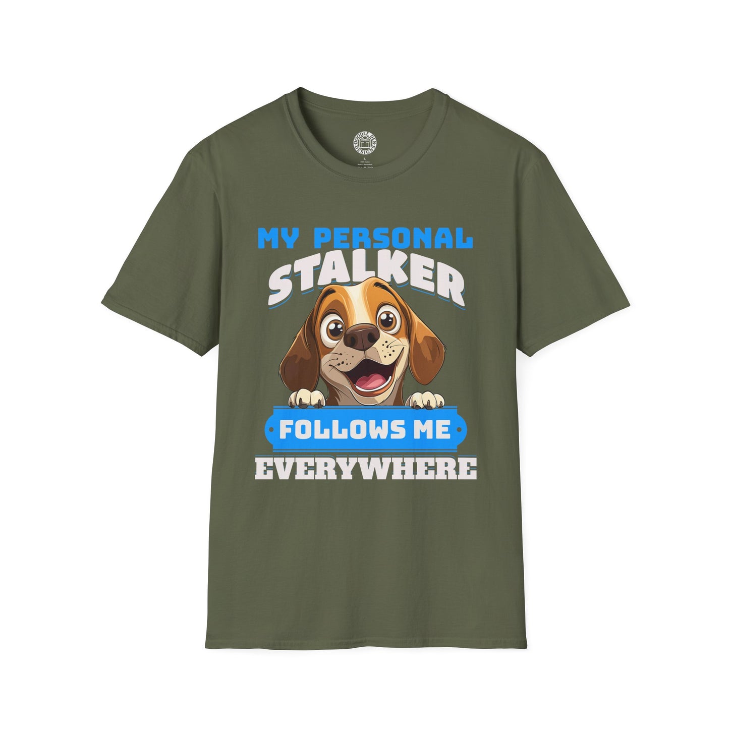 Green t-shirt with a Beagle dog graphic and text on a white background