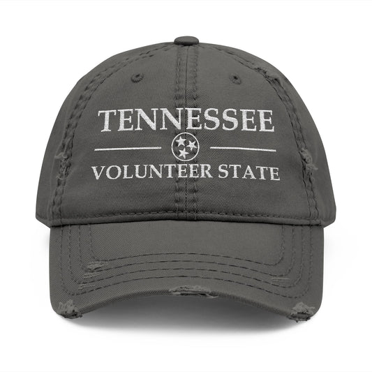 Gray cap with 'TENNESSEE Volunteer State' text and logo  embroidered in white thread