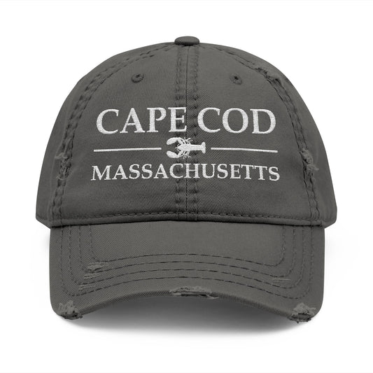 Gray cap with 'Cape Cod Massachusetts' text  embroidered in white thread
