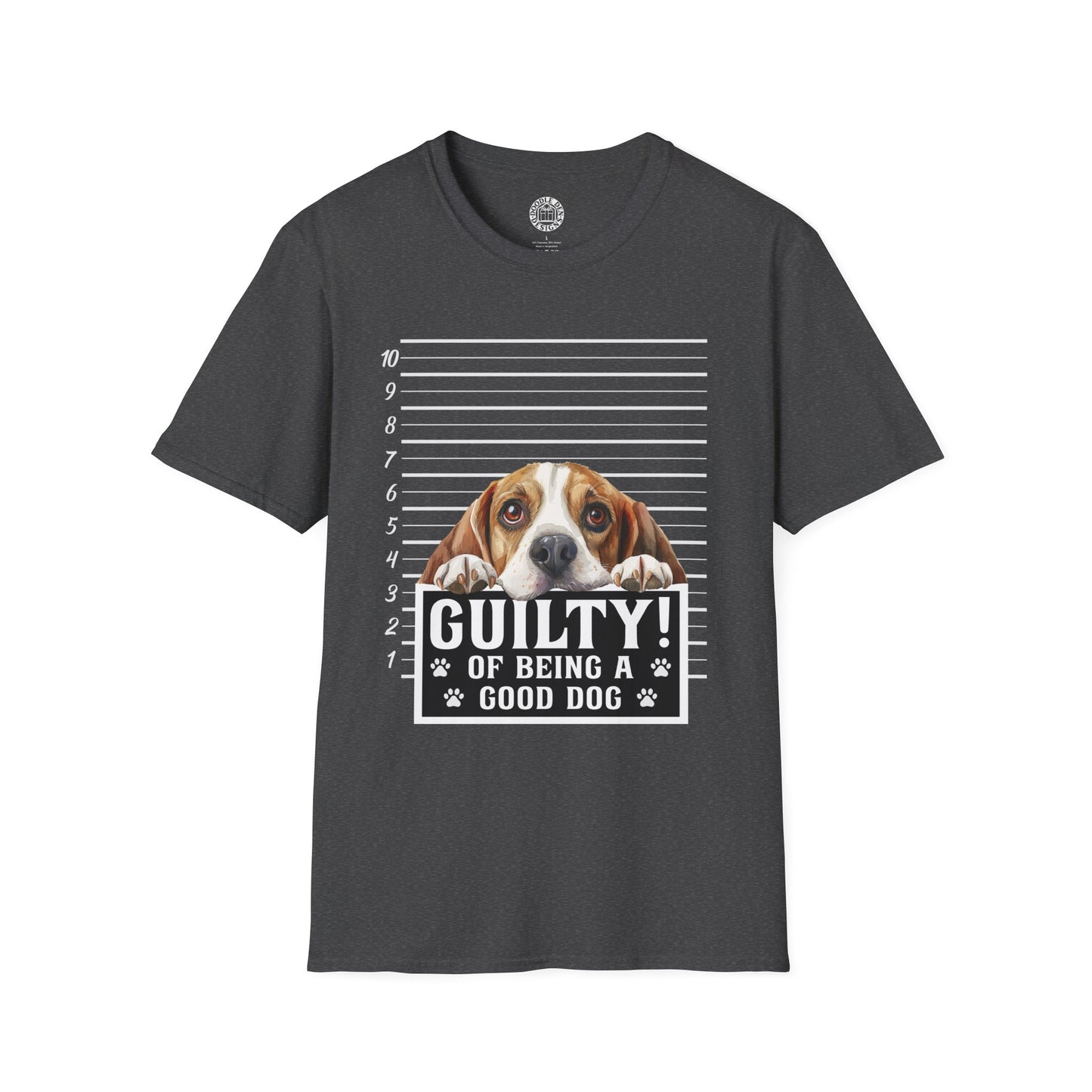 Black t-shirt with a Beagle dog graphic and text on a white background