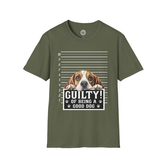 Green t-shirt with a Beagle dog graphic and text on a white background