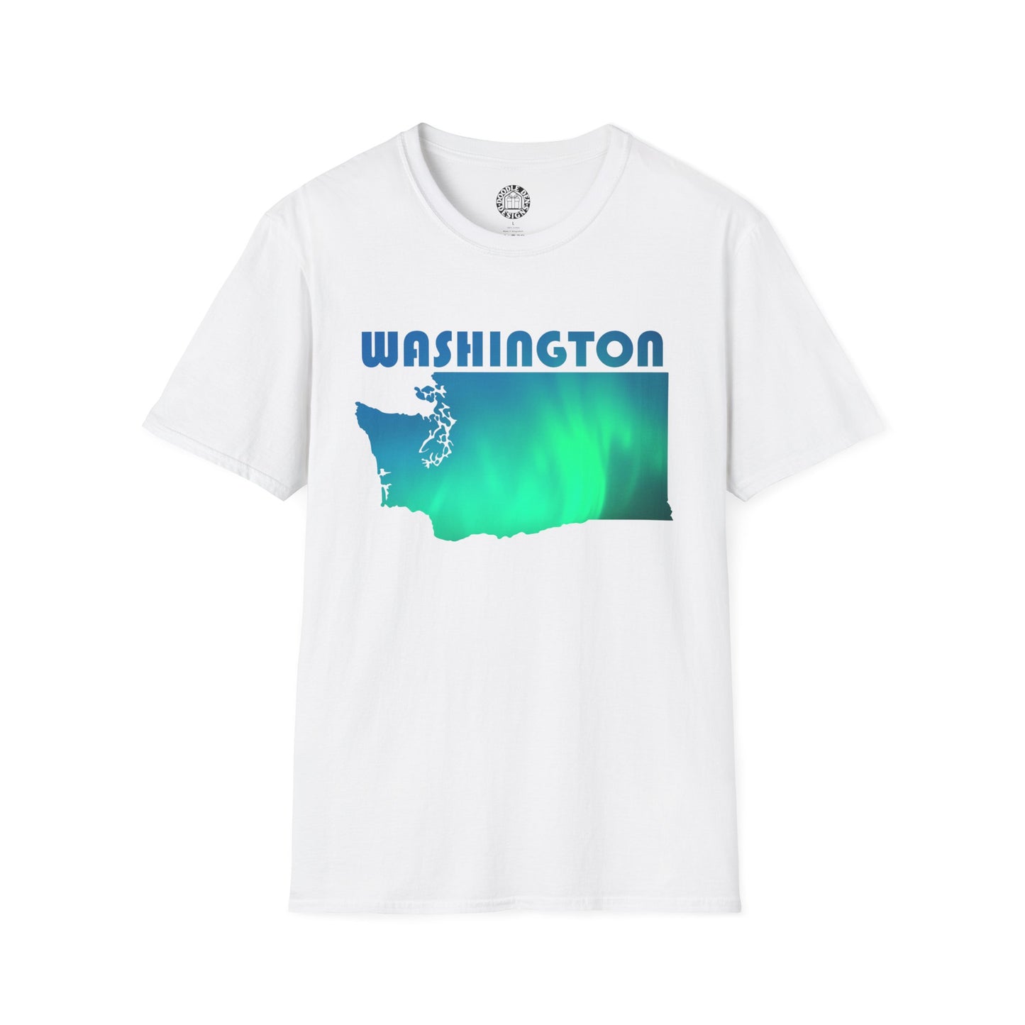 White t-shirt with 'WASHINGTON' and a map graphic on a white background