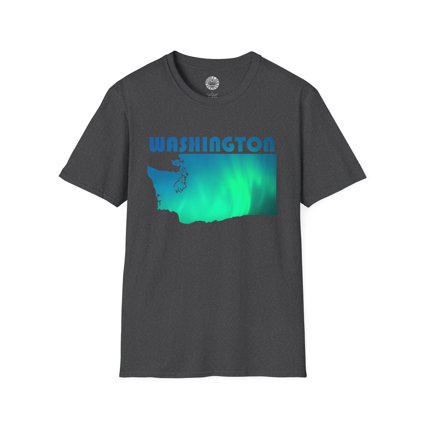 Gray t-shirt with 'Washington' and a map graphic on a white background